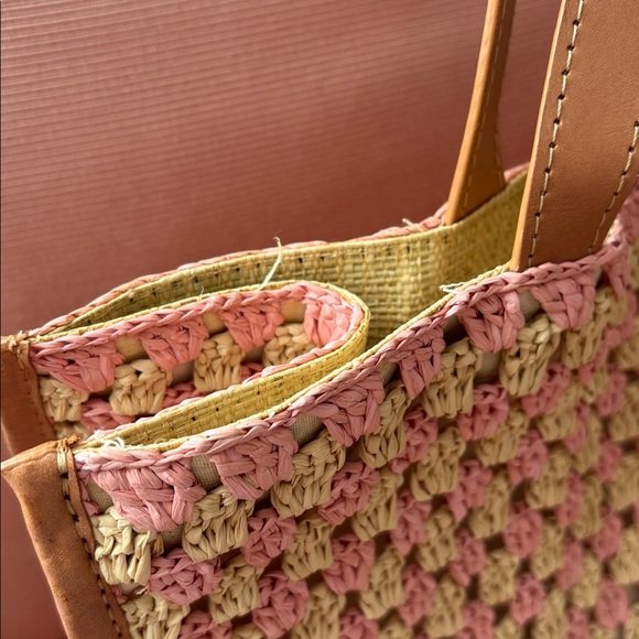 Loeffler Randall Pink Natural Woven Tote Bag - Picture 2 of 14